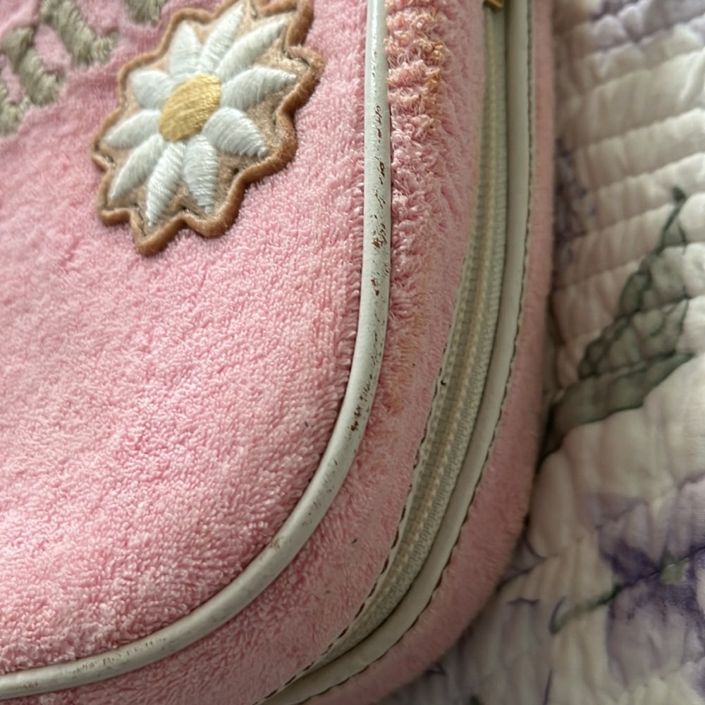 Vintage RARE Juicy Couture light pink terry/raffia make up bag/purse. - Picture 4 of 12